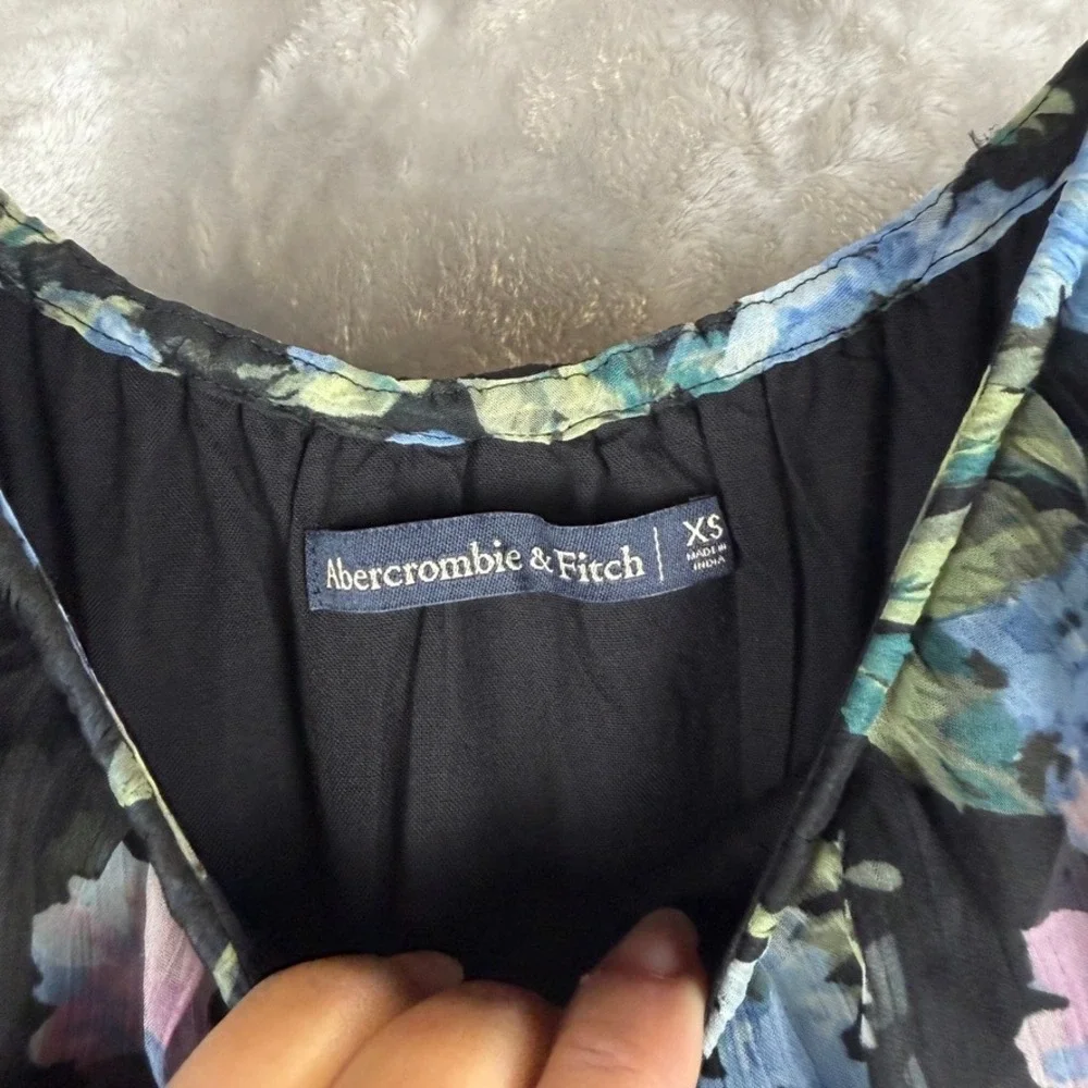 Easter Spring Black‎ Floral Ruffle High Low Maxi Dress Abercrombie Fitch XS